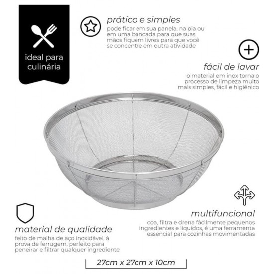 Escorredor 27cm Multiuso Aço Inox